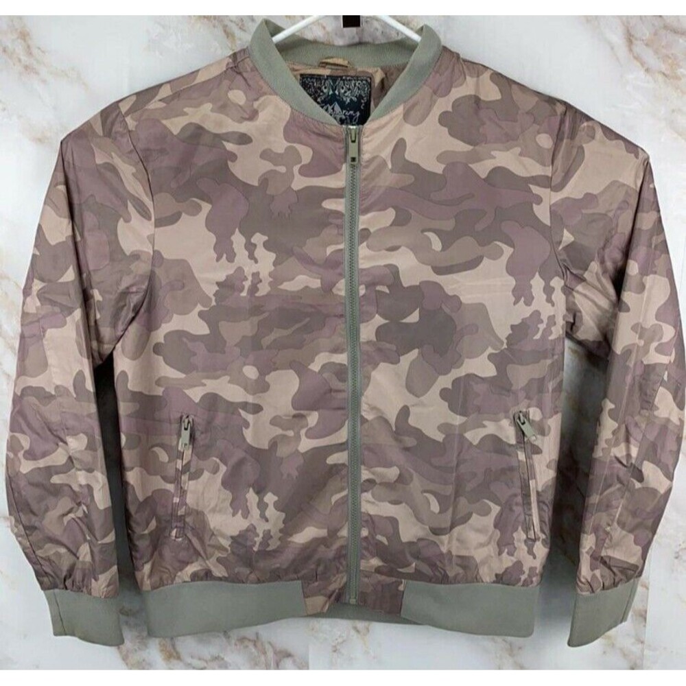 Whispering Smith Camo Polyester Zip-Up Jacket Size Medium